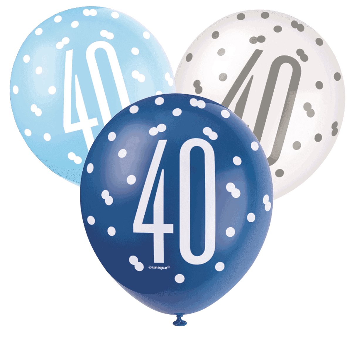 Blue, Silver, & White Latex Balloons 40th