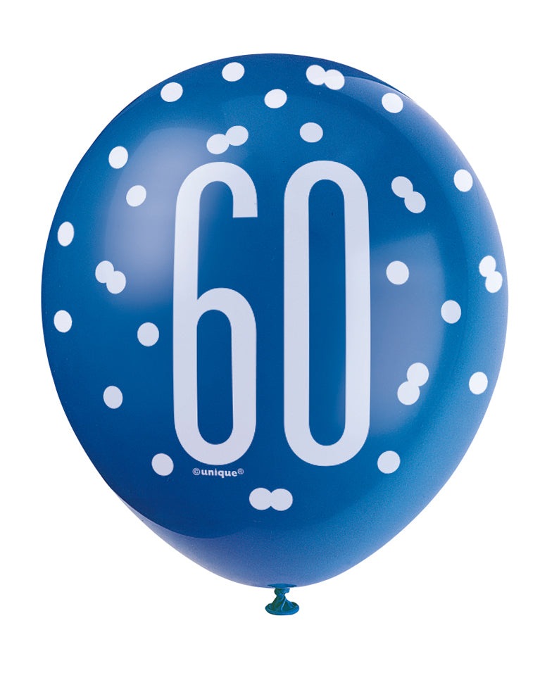 Blue, Silver, & White Latex Balloons 60th