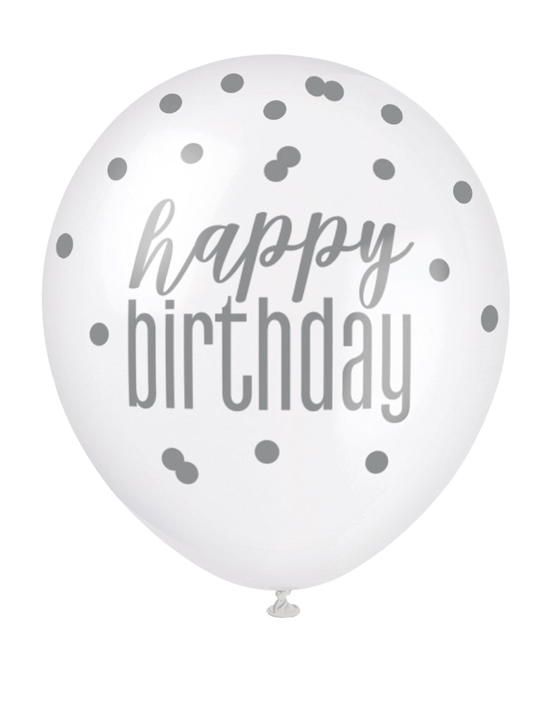 Pink, Lavender, & White Latex Balloons Happy Birthday