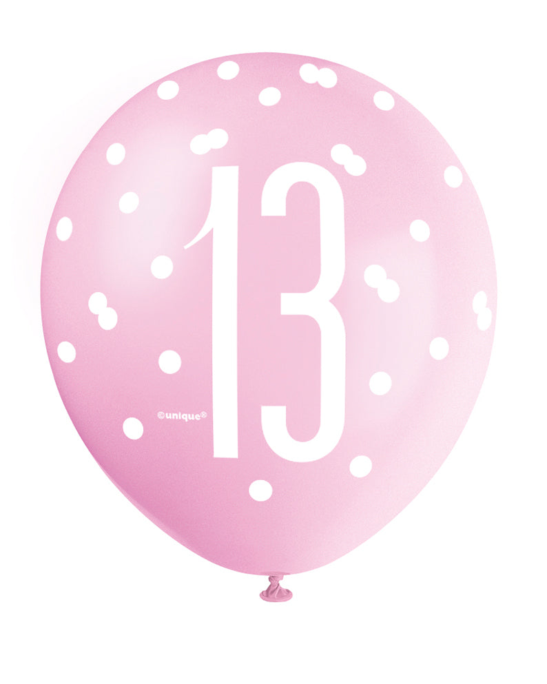 Pink, Lavender & White Latex Balloons 13th