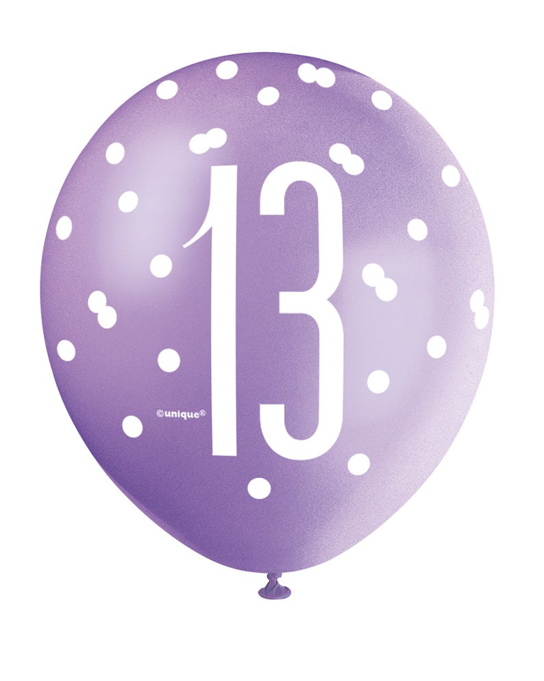 Pink, Lavender & White Latex Balloons 13th