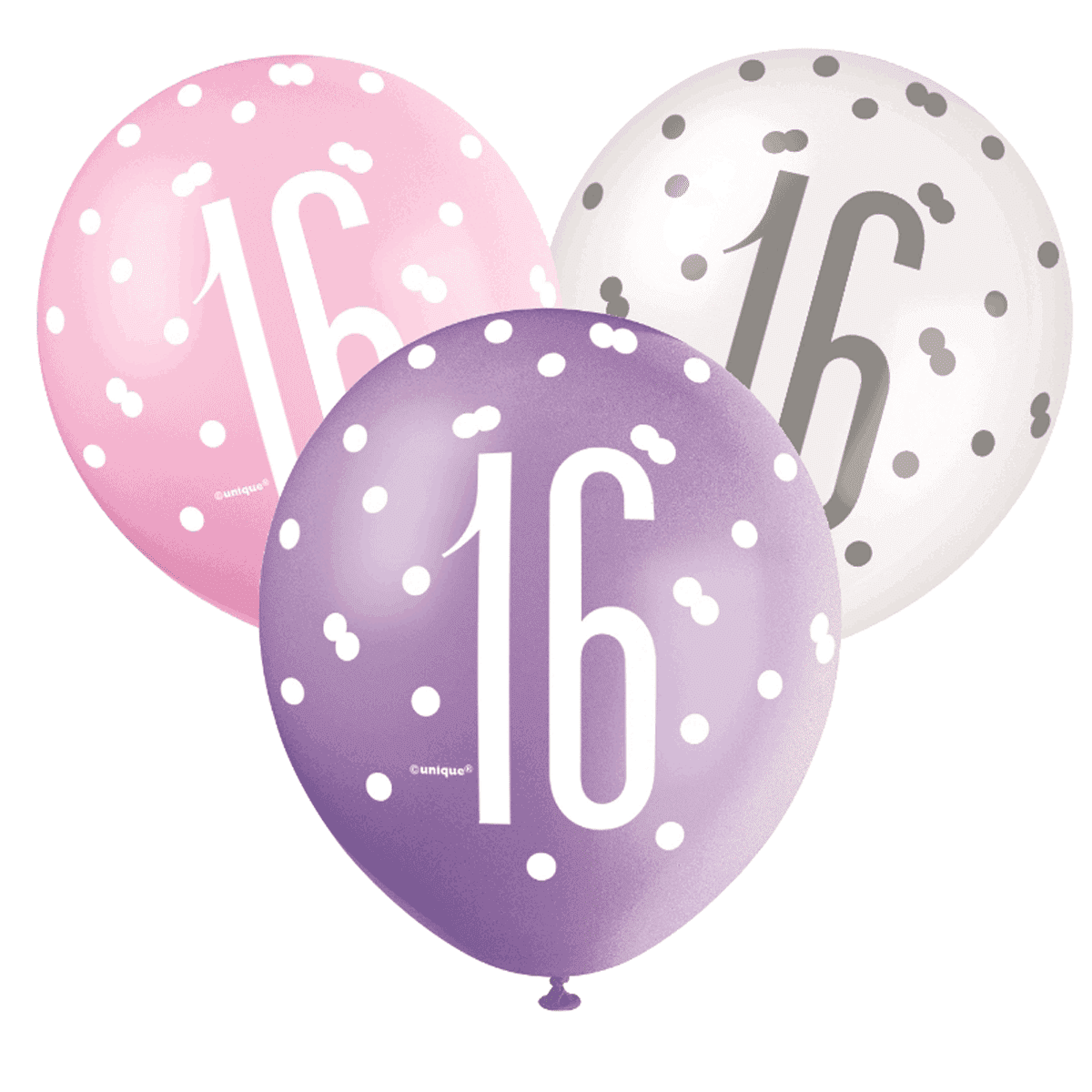 Pink, Lavender, & White Latex Balloons 16th