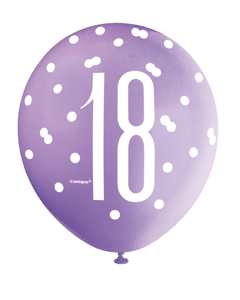 Pink, Lavender & White Latex Balloons 18th