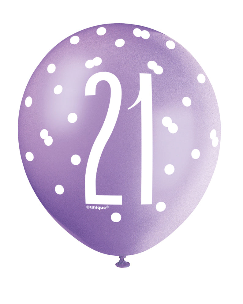 Pink, Lavender & White Latex Balloons 21st
