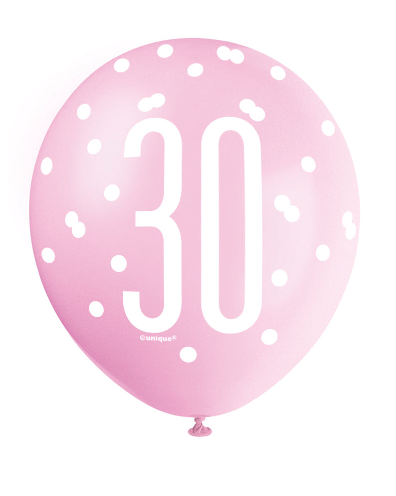 Pink, Lavender & White Latex Balloons 30th