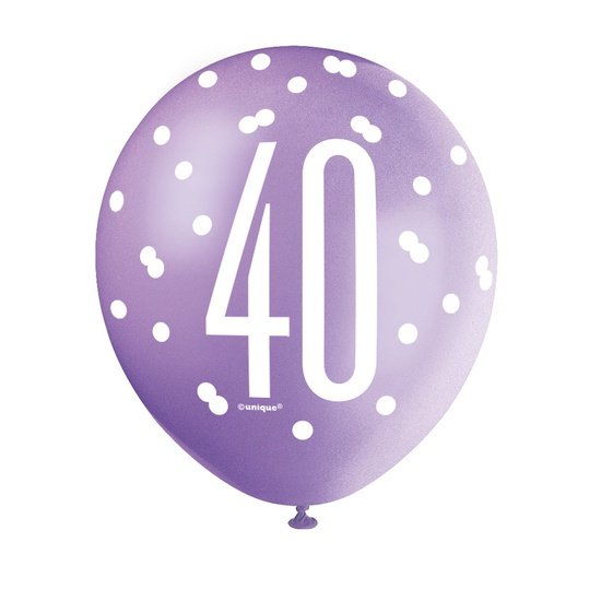 Pink, Lavender & White Latex Balloons 40th