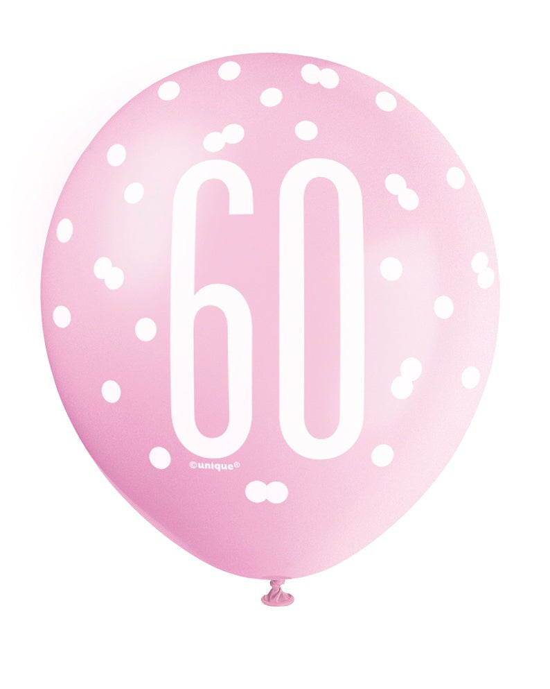 Pink, Lavender & White Latex Balloons 60th