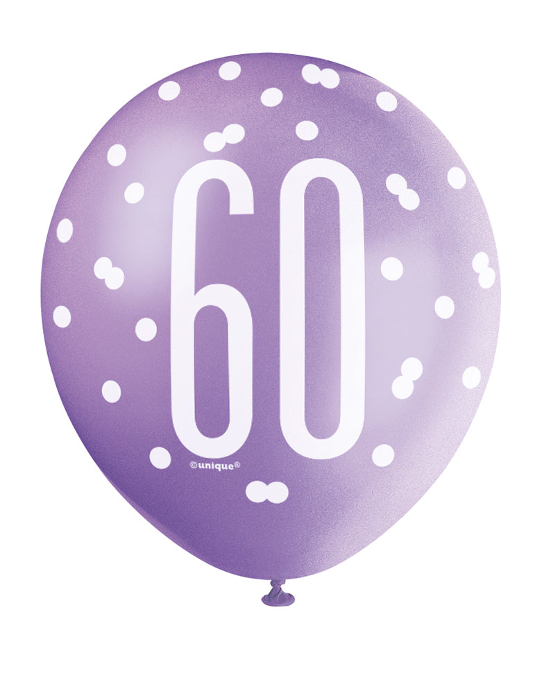 Pink, Lavender & White Latex Balloons 60th