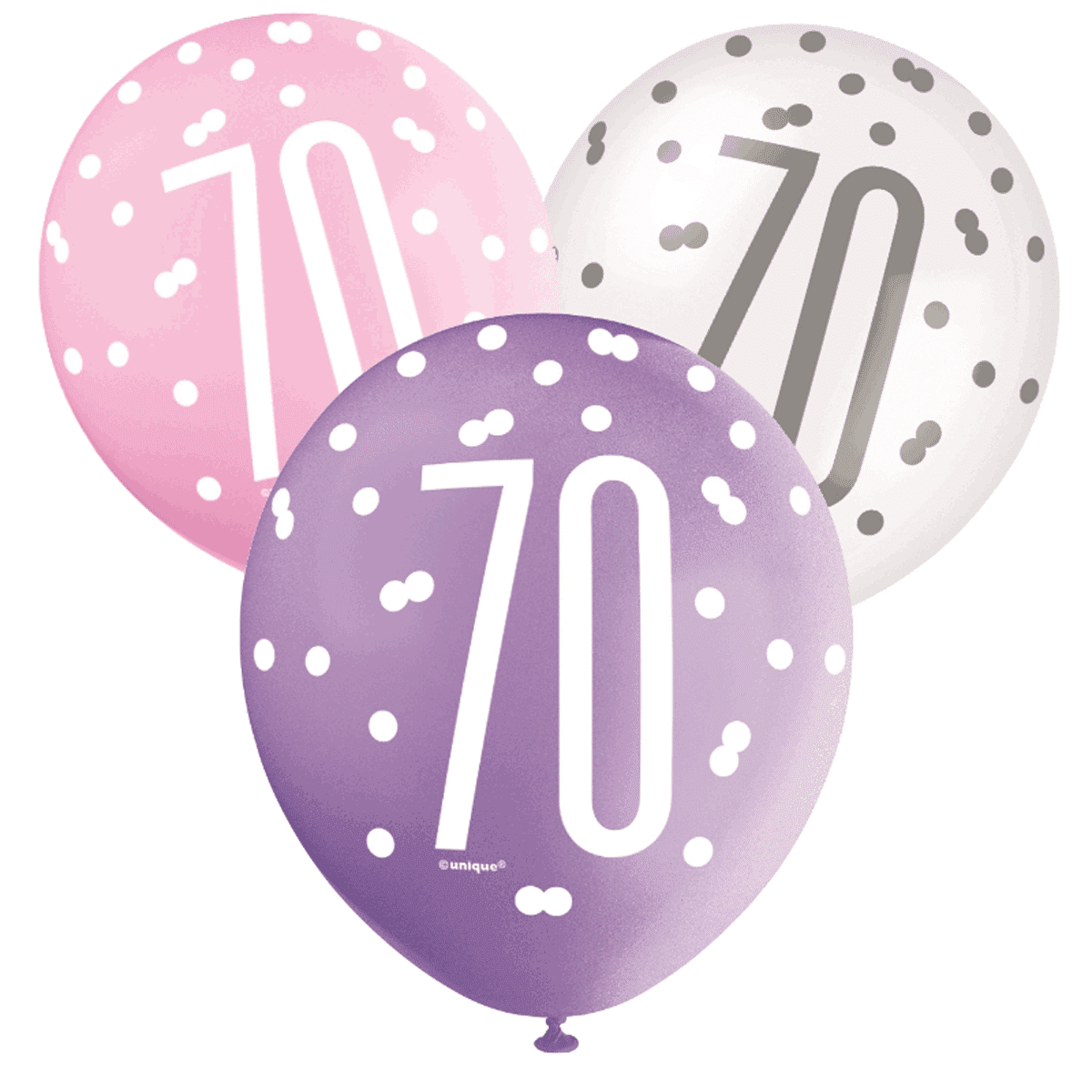 Pink, Lavender & White Latex Balloons 70th