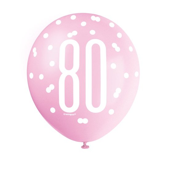 Pink, Lavender& White Latex Balloons 80th