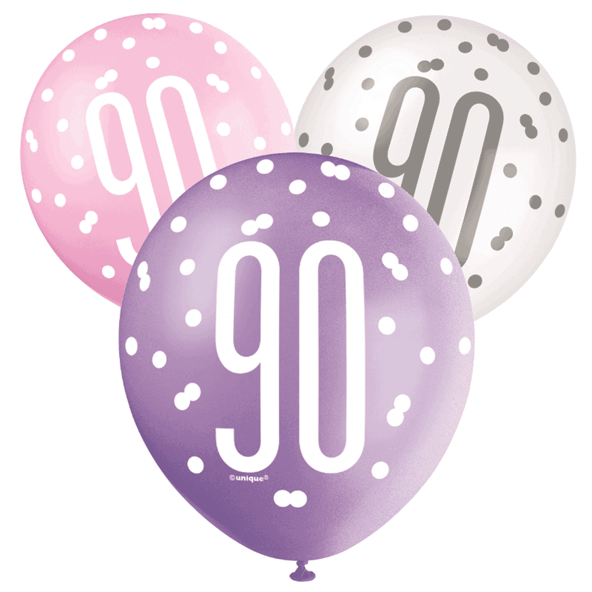 Pink, Lavender & White Latex Balloons 90th