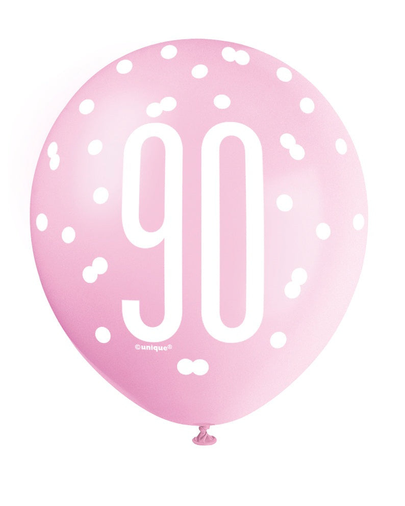 Pink, Lavender & White Latex Balloons 90th