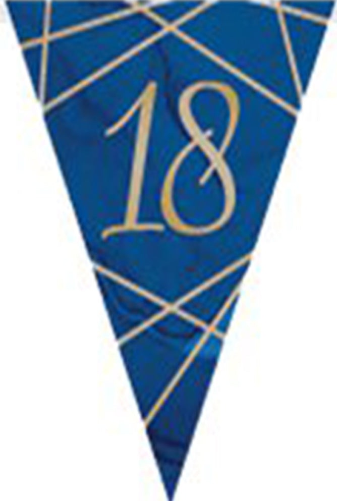 Navy and Gold Geode Paper Flag Bunting Age 18 Foil Stamped