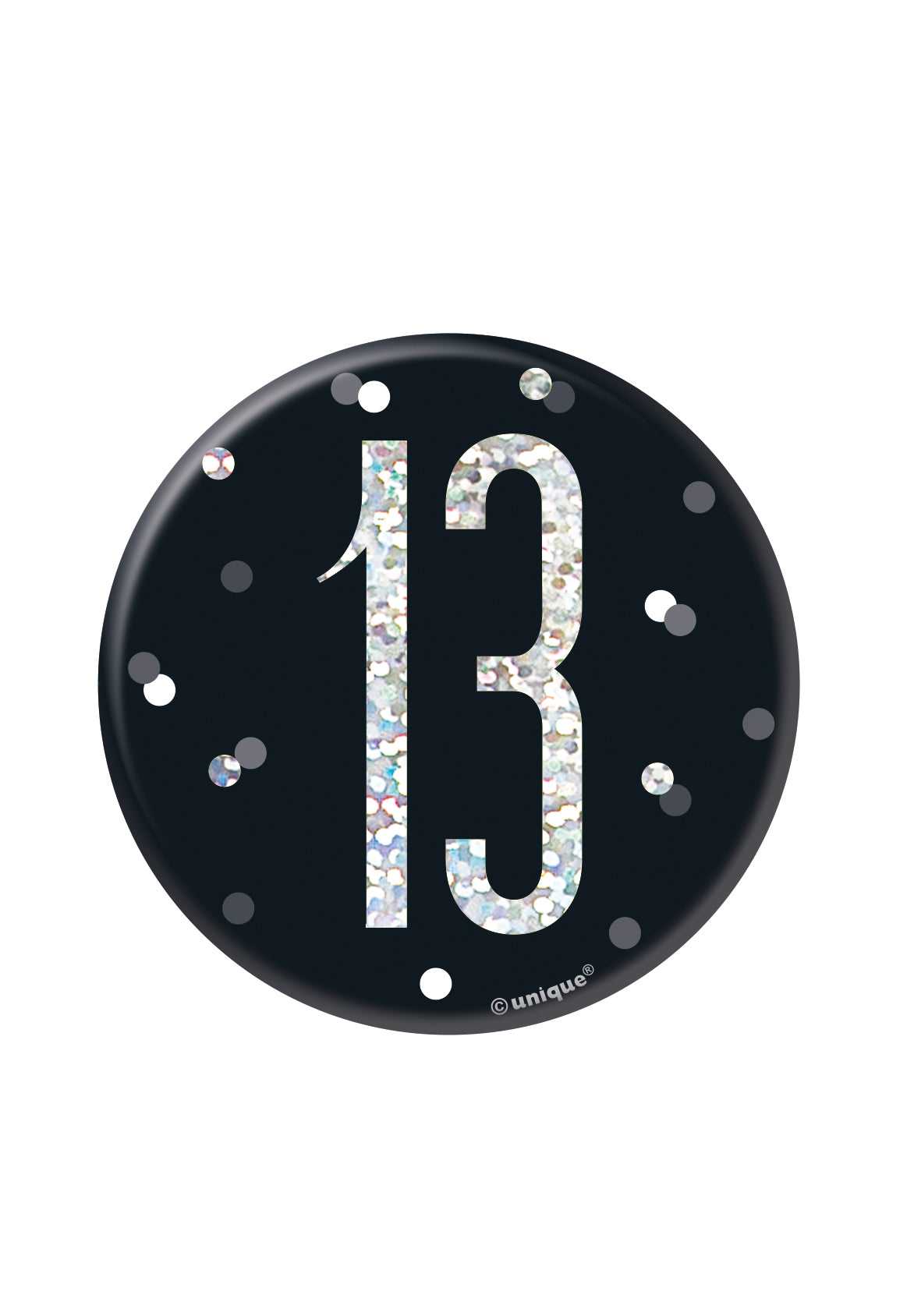 Black & Silver Birthday Badge 13th