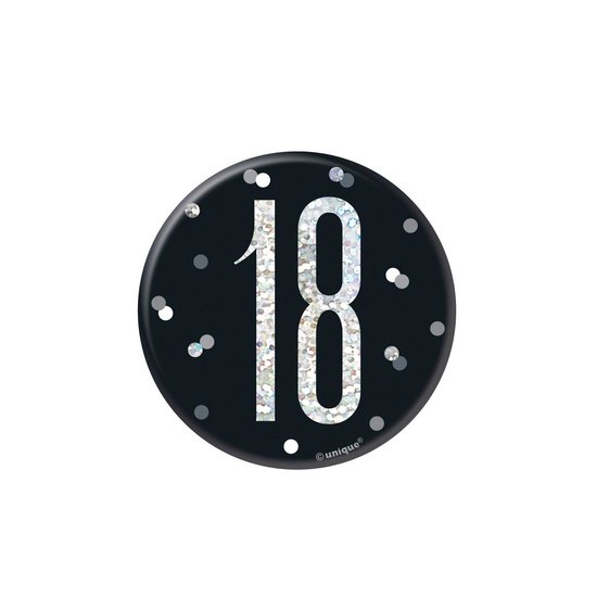 Black & Silver Birthday Badge 18th