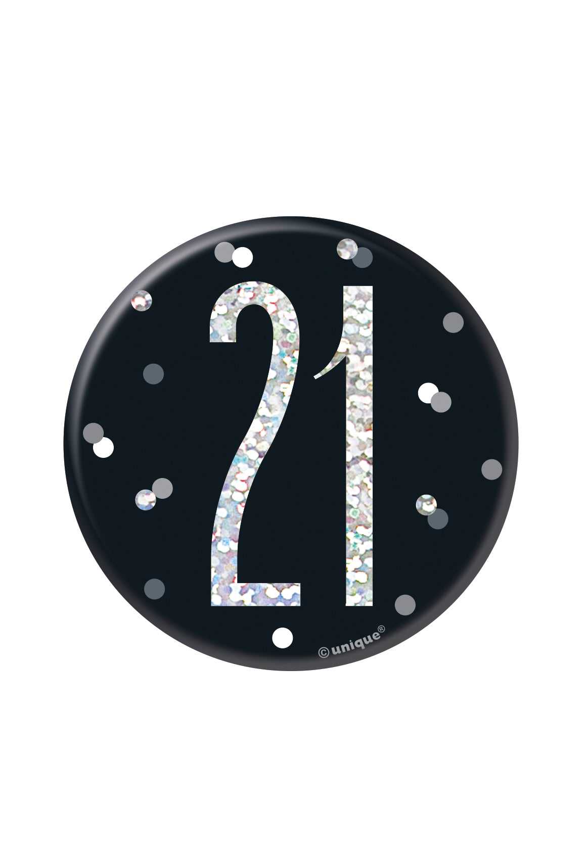 Black & Silver Birthday Badge 21st