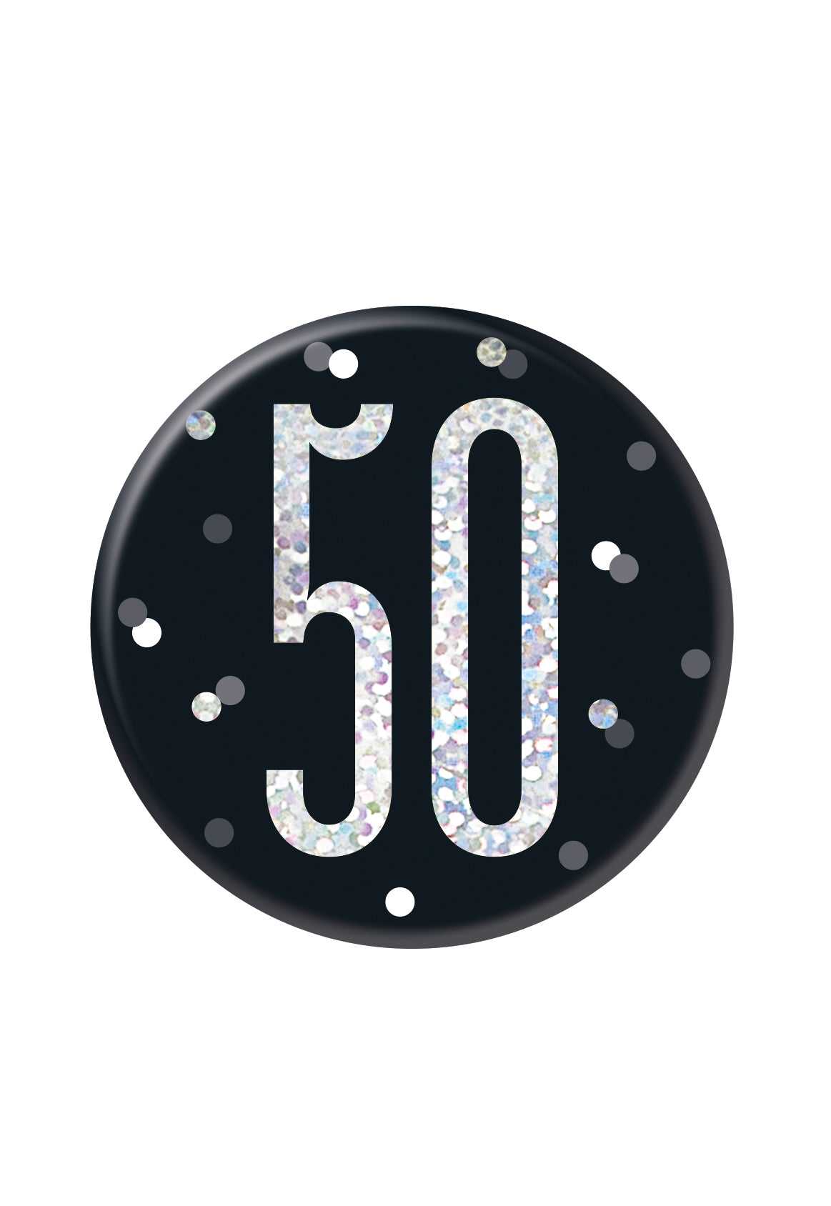 Black & Silver Birthday Badge 50th