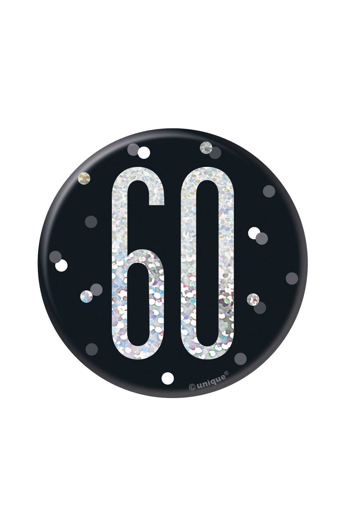Black & Silver Birthday Badge 60th