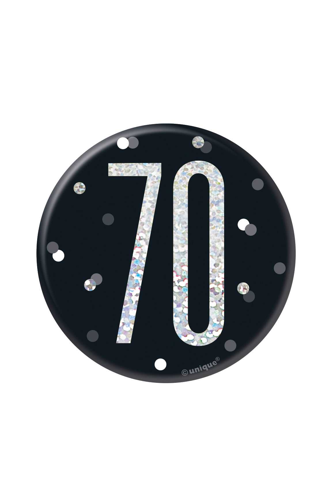 Black & Silver Birthday Badge 70th