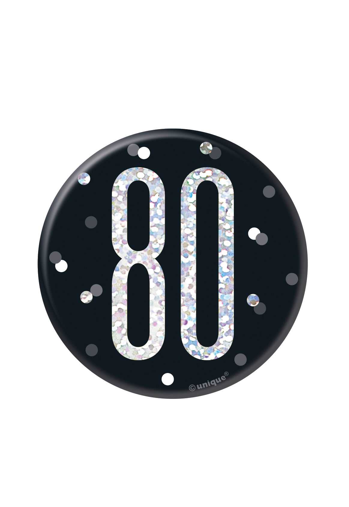Black & Silver Birthday Badge 80th