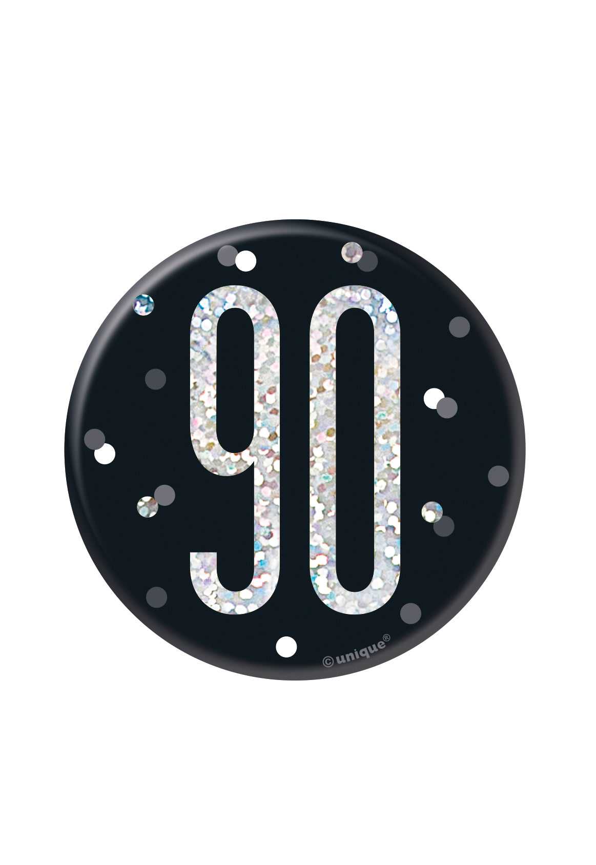 Black & Silver Birthday Badge 90th