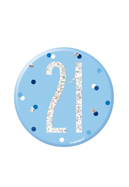 Blue & Silver Birthday Badge 21st