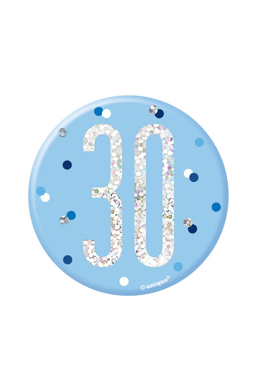 Blue & Silver Birthday Badge 30th