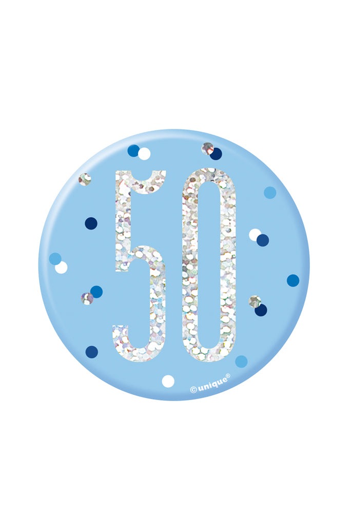 Blue & Silver Birthday Badge 50th
