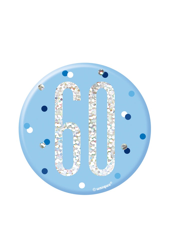 Blue & Silver Birthday Badge 60th