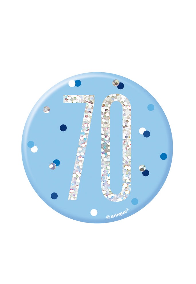 Blue & Silver Birthday Badge 70th