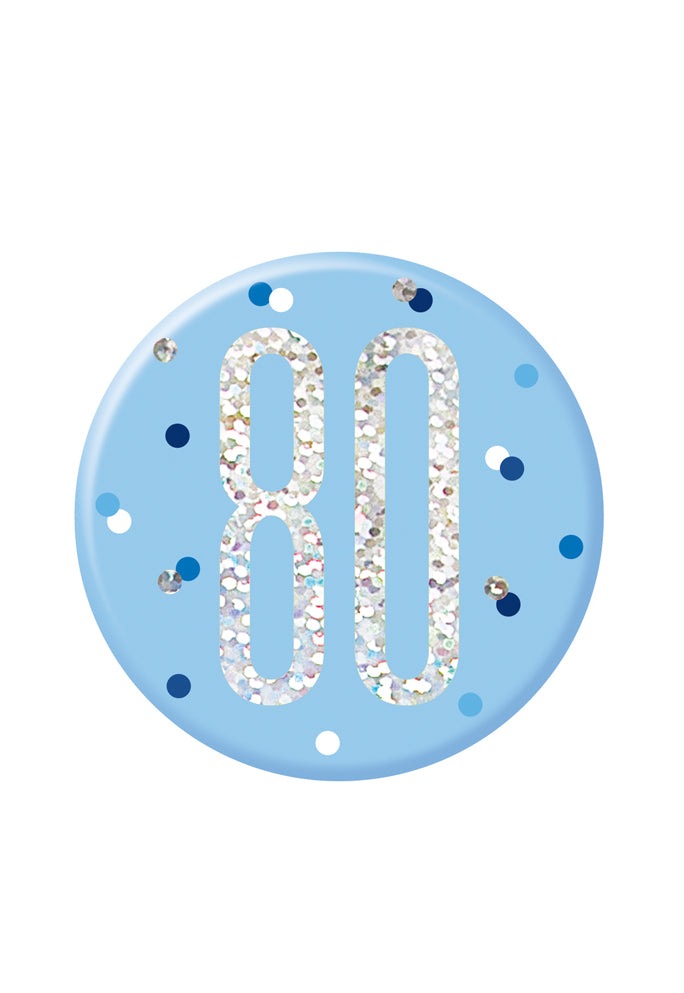 Blue & Silver Birthday Badge 80th