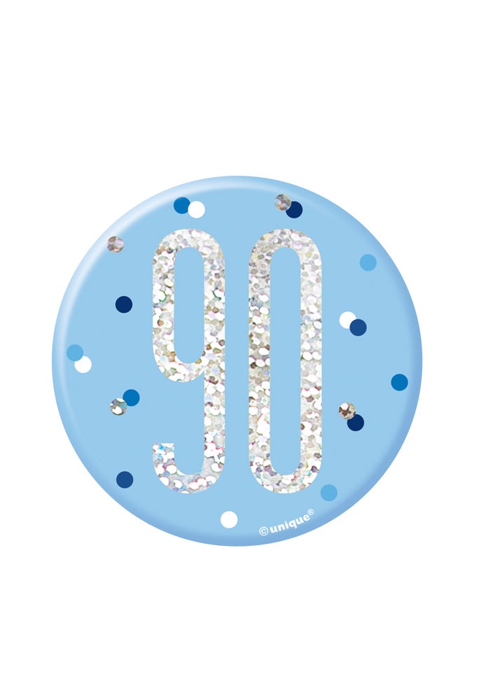 Blue & Silver Birthday Badge 90th