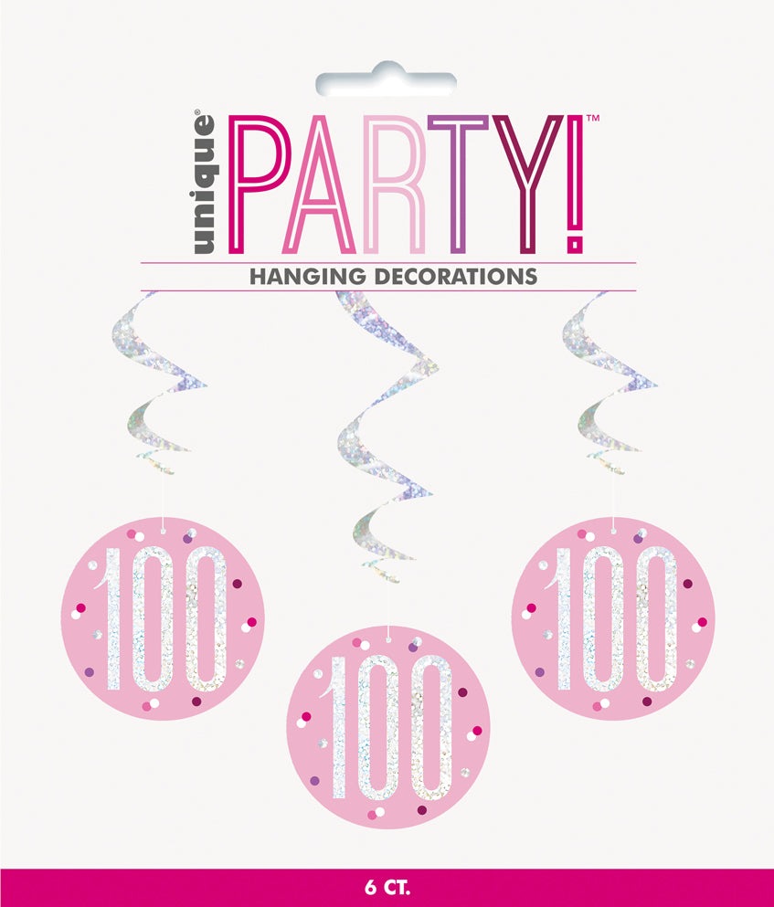 Pink & Silver Hanging Swirls 100th