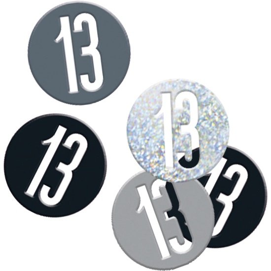 Black & Silver Happy 13th Birthday Confetti