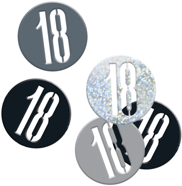 Black & Silver Happy 18th Birthday Confetti