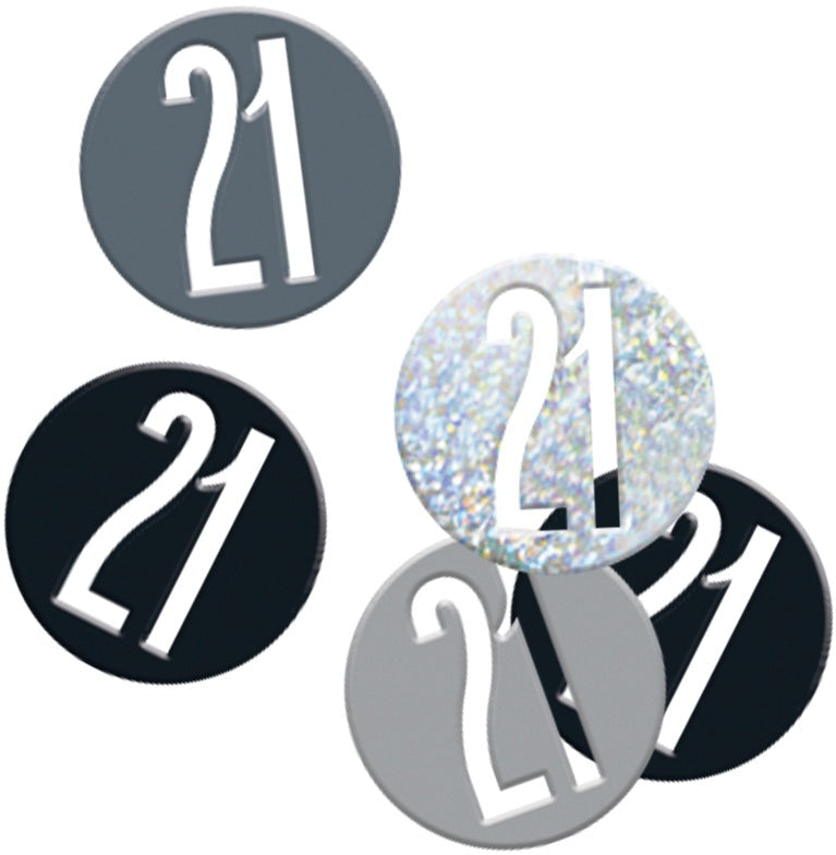 Black & Silver Happy 21st Birthday Confetti