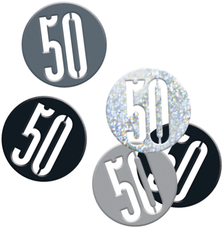 Black & Silver Happy 50th Birthday Confetti