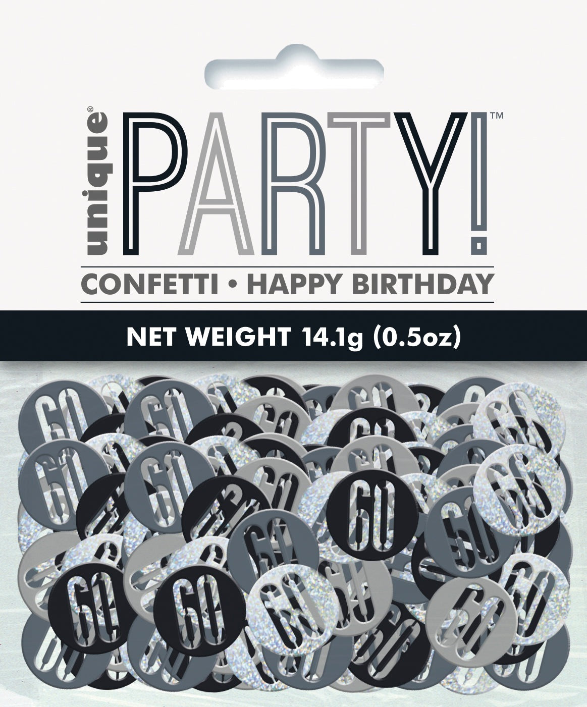 Black & Silver Happy 60th Birthday Confetti