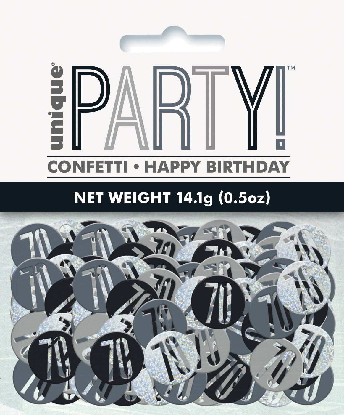 Black & Silver Happy 70th Birthday Confetti