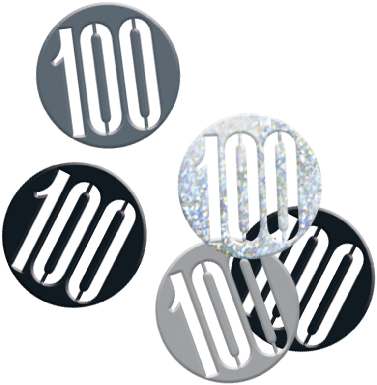 Black & Silver Happy 100th Birthday Confetti