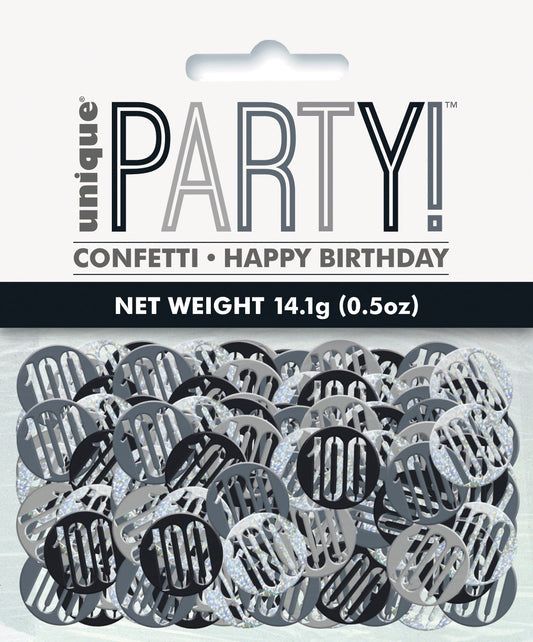 Black & Silver Happy 100th Birthday Confetti