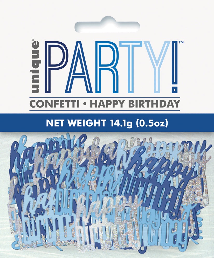 Blue Happy Birthday Confetti