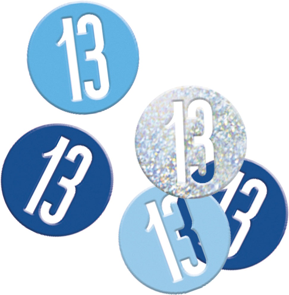 Blue Number 13 Confetti