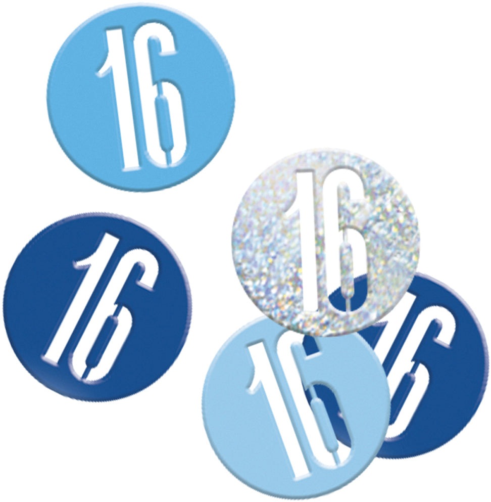 Blue Number 16 Confetti