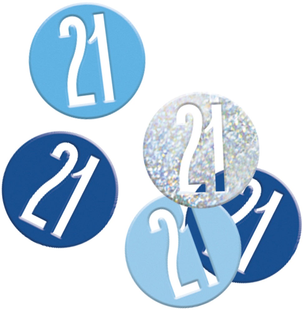 Blue Number 21 Confetti