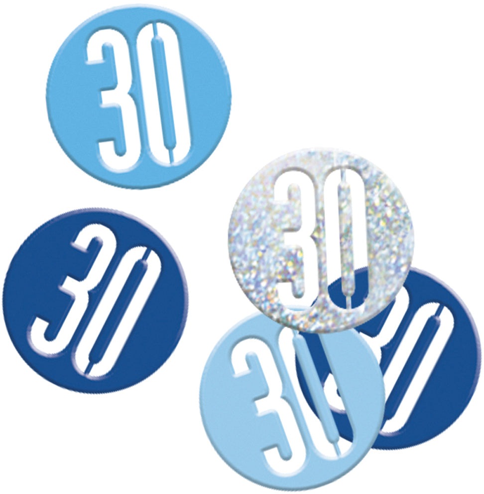 Blue Number 30 Confetti