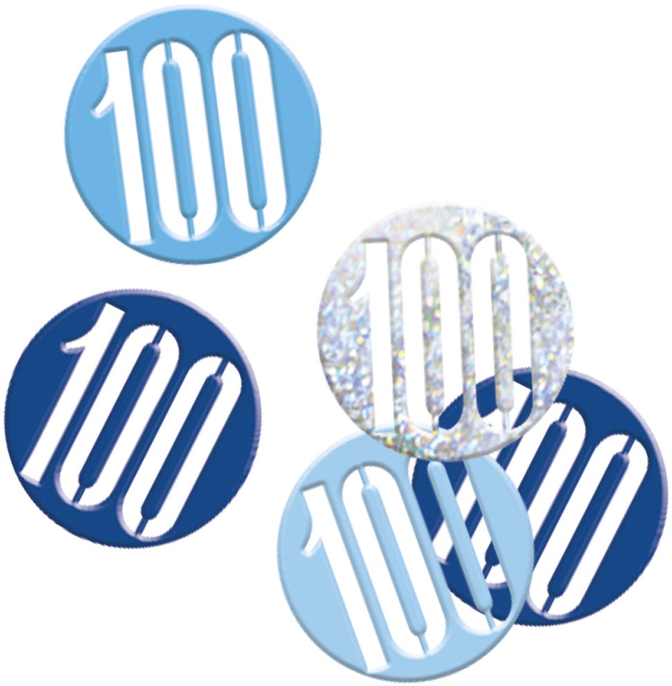 Blue Number 100 Confetti