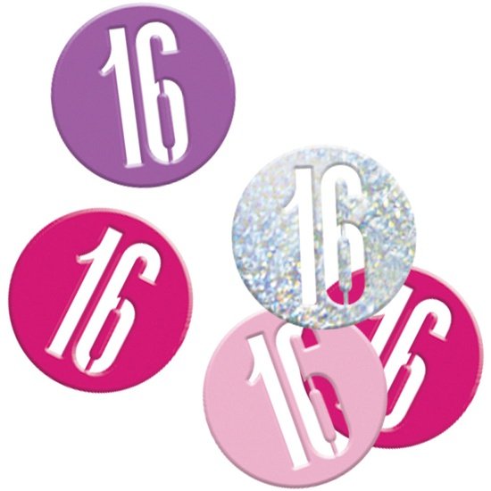 Pink Number 16 Confetti