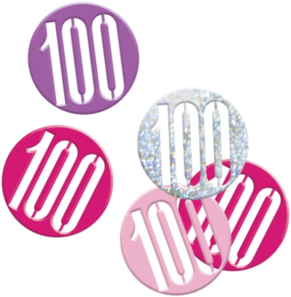 Pink Number 100 Confetti