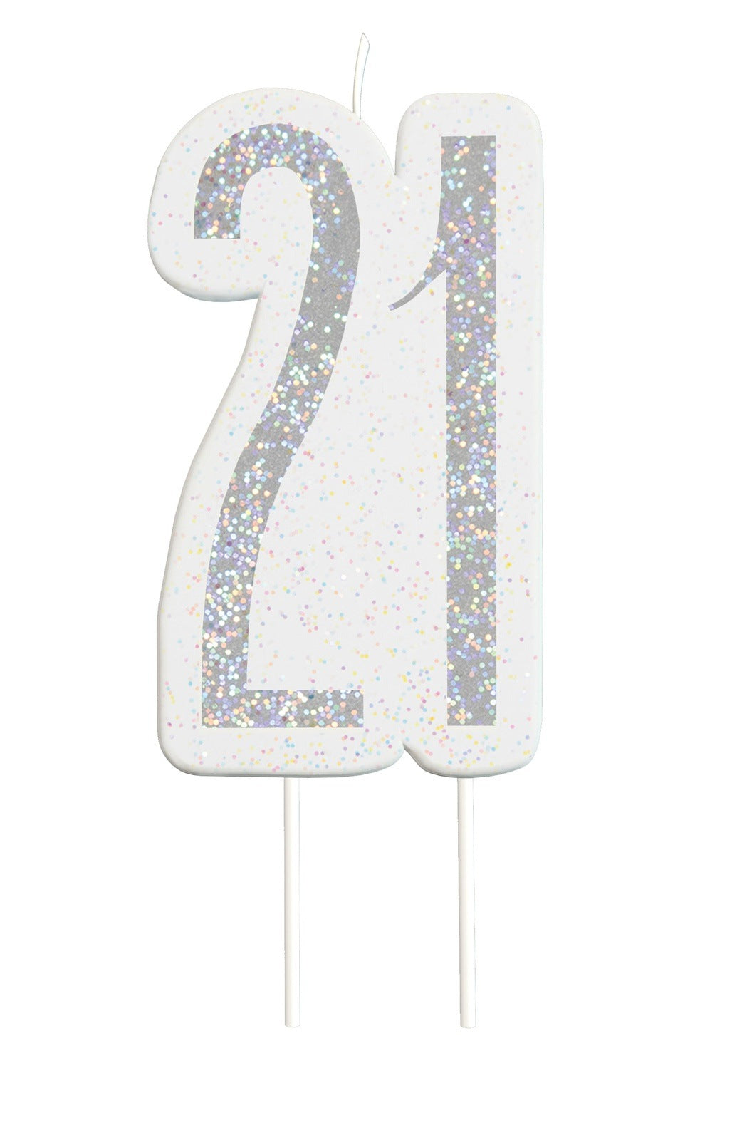 Black & Silver Number 21 Numeral Candle